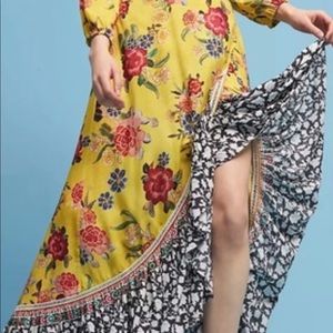 Farm rio yellow floral wrap dress